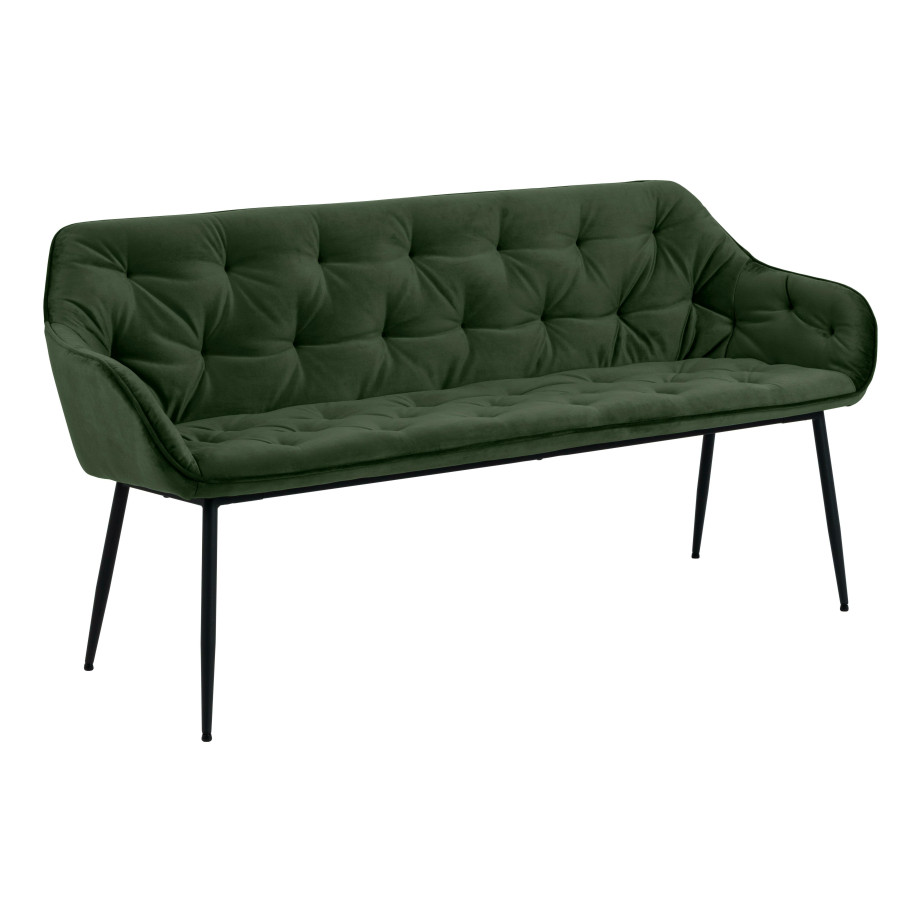 Bendt Eetkamerbank 'Loren' Velvet, 167cm, kleur Donkergroen afbeelding 1