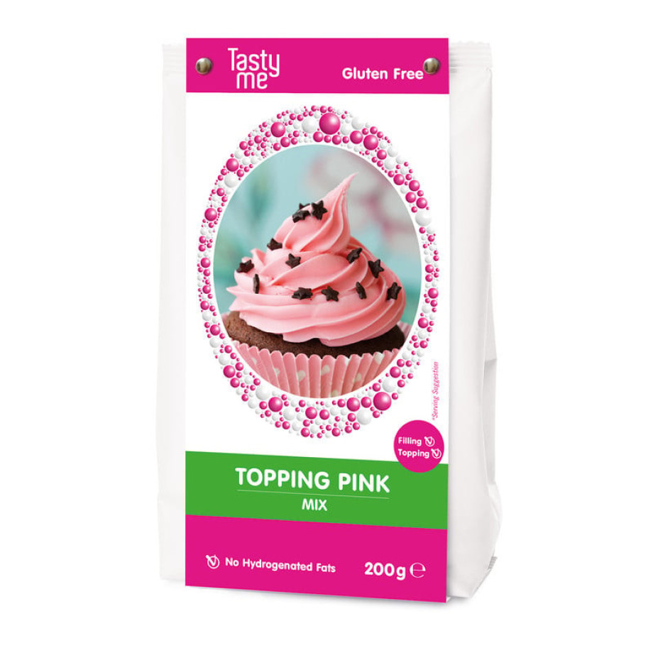 Tasty Me topping cream - roze - 200 gram afbeelding 