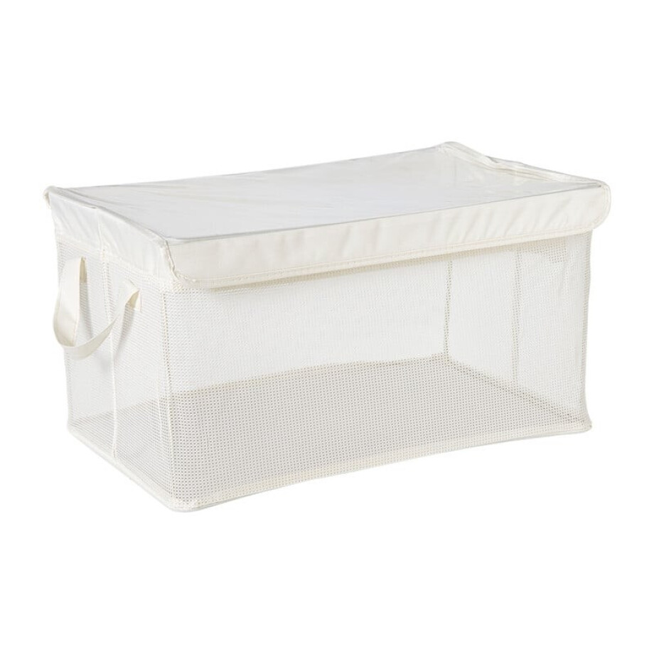 Opbergmand met handvatten - wit - 30x47x25 cm Opbergmand met handvatten - wit - 30x47x25 cm afbeelding