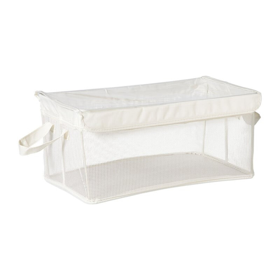 Opbergmand met handvatten - wit - 25x44x20 cm afbeelding 