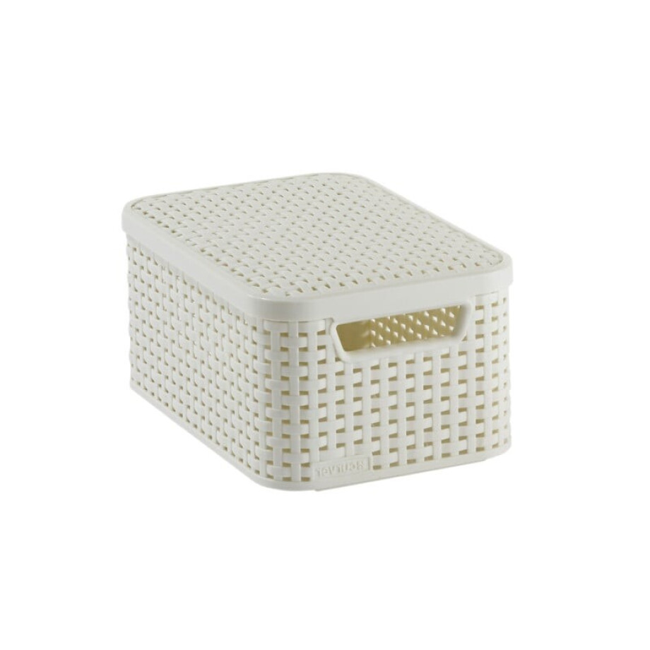 Curver opbergmand met deksel klein - wit - 13x29x19 cm afbeelding 