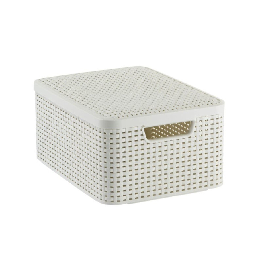 Curver opbergmand met deksel middel - wit - 19x40x29 cm afbeelding 