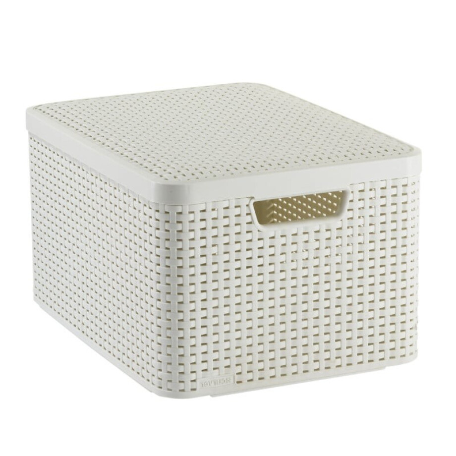 Curver opbergmand met deksel groot - wit - 23x44x33 cm afbeelding 