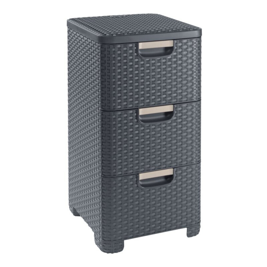 Curver ladeblok met 3 lades - grijs - 60x27.8x32.8 cm afbeelding 