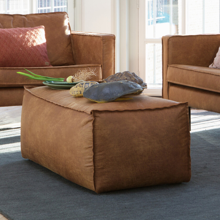 BePureHome Poef 'Rodeo' Cognac afbeelding 1