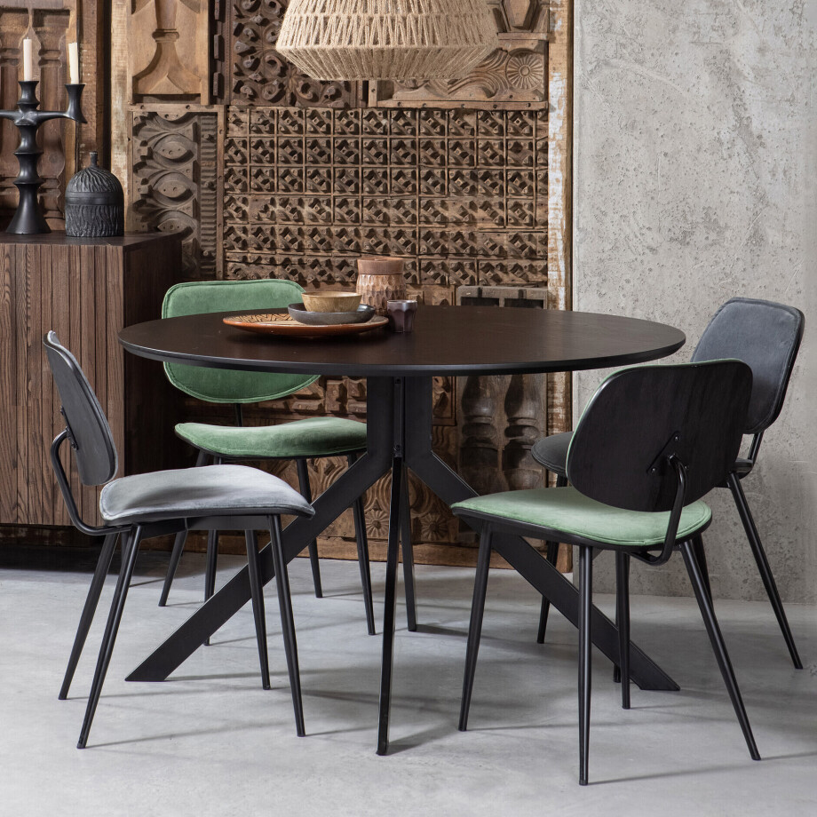 WOOOD Ronde Eettafel 'Bruno' 120cm, kleur zwart WOOOD Ronde Eettafel 'Bruno' 120cm, kleur zwart afbeelding 1