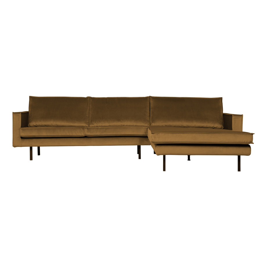 BePureHome Loungebank 'Rodeo' Rechts, Velvet, kleur Honing Geel afbeelding 1