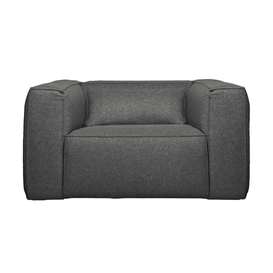WOOOD Fauteuil 'Bean' Met Kussen, kleur Middengrijs Gemeleerd WOOOD Fauteuil 'Bean' Met Kussen, kleur Middengrijs Gemeleerd afbeelding 1