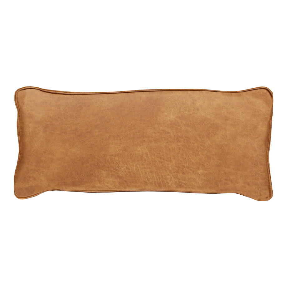 WOOOD Sierkussen 'Bean' 30 x 70cm, Recycle leer, kleur Cognac afbeelding 1