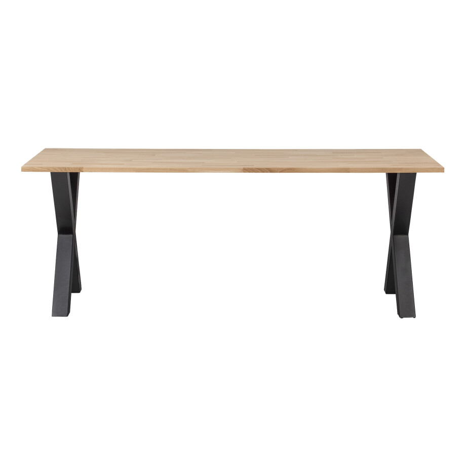WOOOD Eettafel 'Tablo' Eikenhout, met X-poot, 220 x 90cm WOOOD Eettafel 'Tablo' Eikenhout, met X-poot, 220 x 90cm afbeelding 1