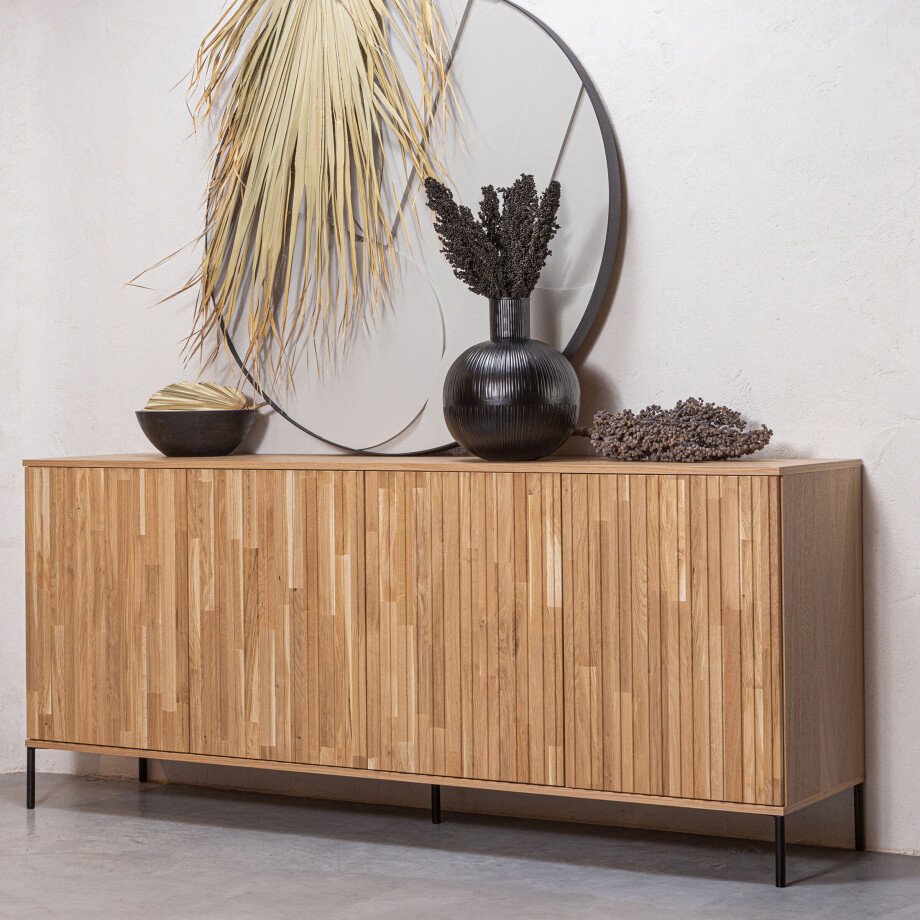 WOOOD Dressoir 'New Gravure' Eiken, 200cm, kleur Naturel afbeelding 1