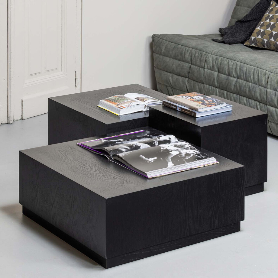 WOOOD Bijzettafel 'Pim' Essen, Set van 3 stuks, kleur zwart afbeelding 1