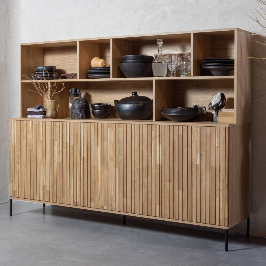 WOOOD Wandkast 'New Gravure' Eiken, 150 x 200cm, kleur Naturel afbeelding 1