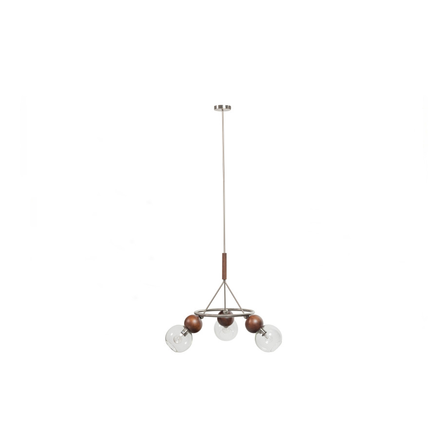 BePureHome Hanglamp 'Babble' Walnoothout, 3-lamps afbeelding 1