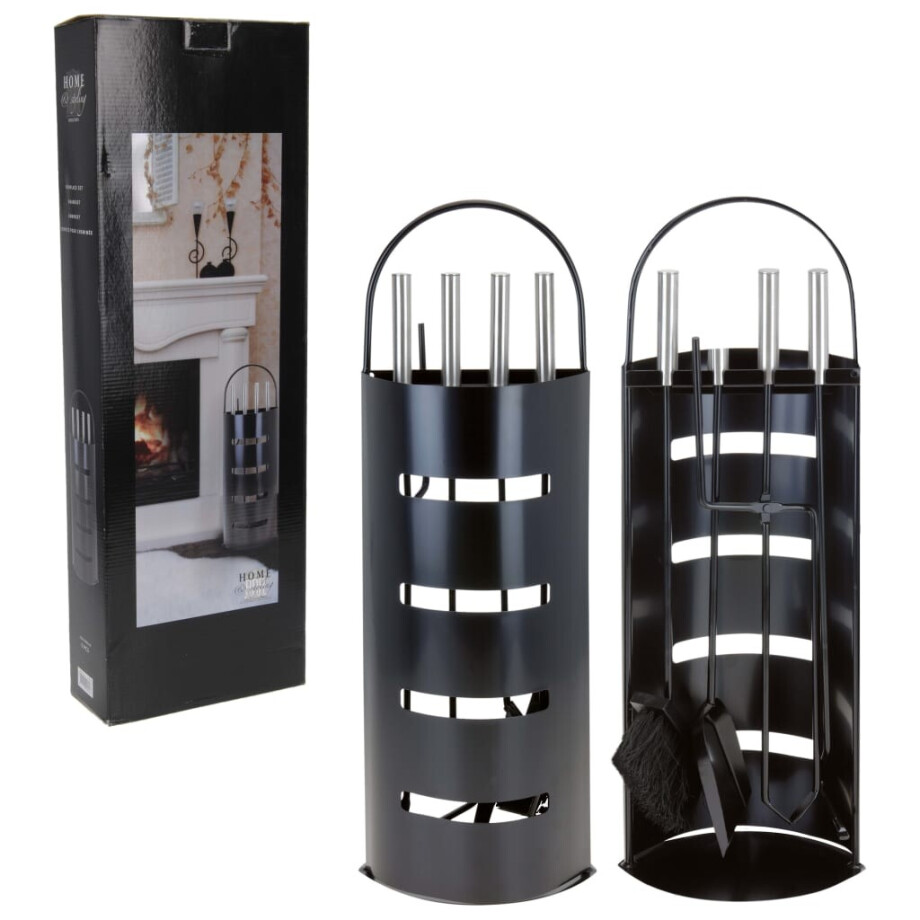 Home&Styling Haardgereedschapsset metaal zwart afbeelding 1