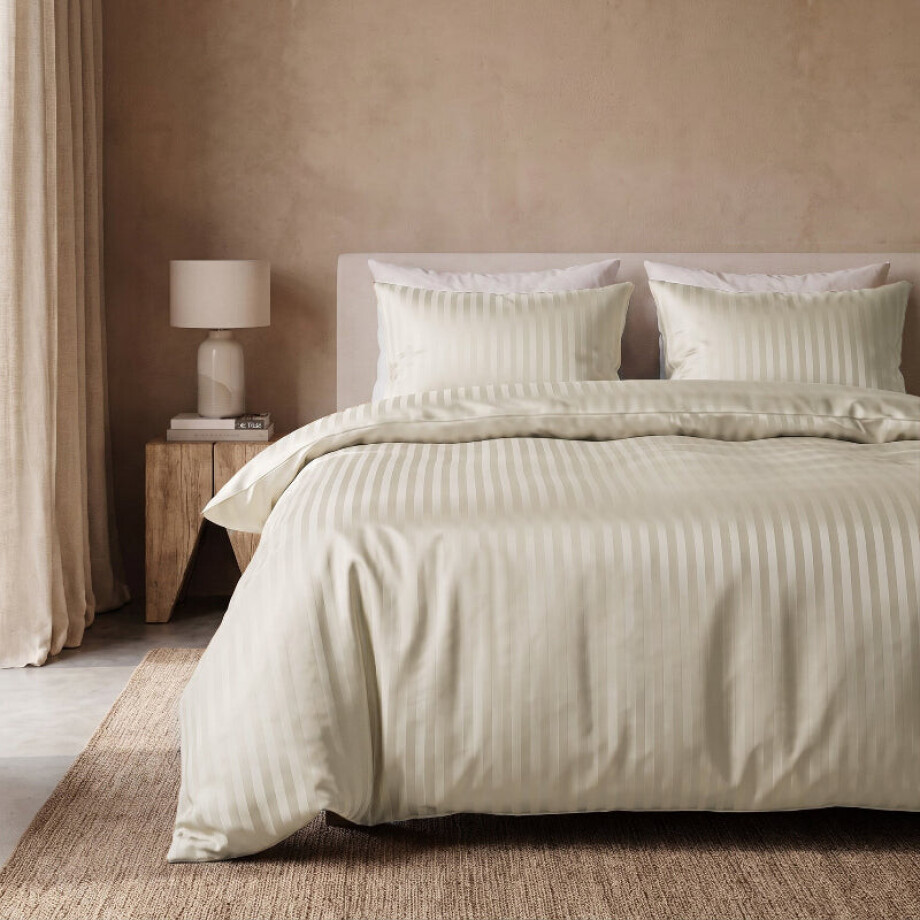 Dekbedovertrek Dallas - Creme - Tweepersoons (200x200 Cm) - Crème Microvezel - Strepen - Zensation - Dekbed-Discounter.nl afbeelding 