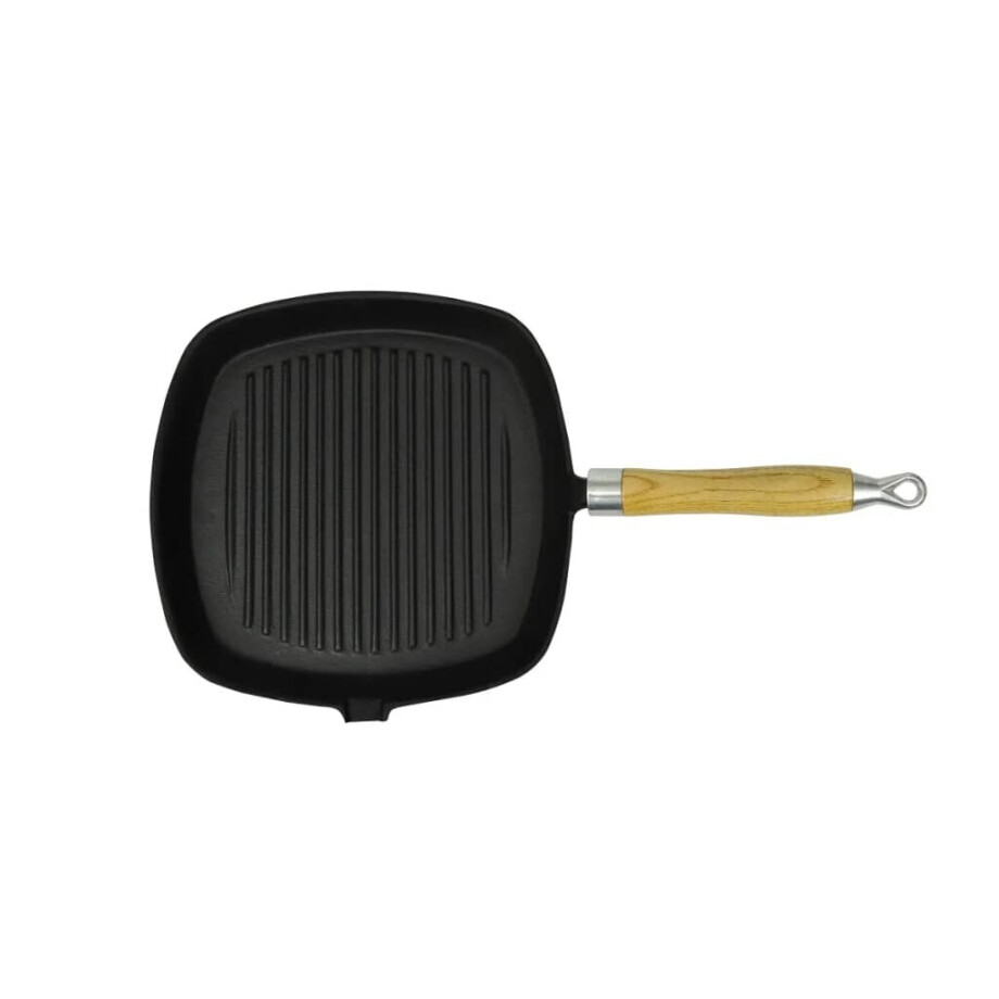vidaXL Grillpan met houten handvat gietijzer 20x20 cm vidaXL Grillpan met houten handvat gietijzer 20x20 cm afbeelding 1