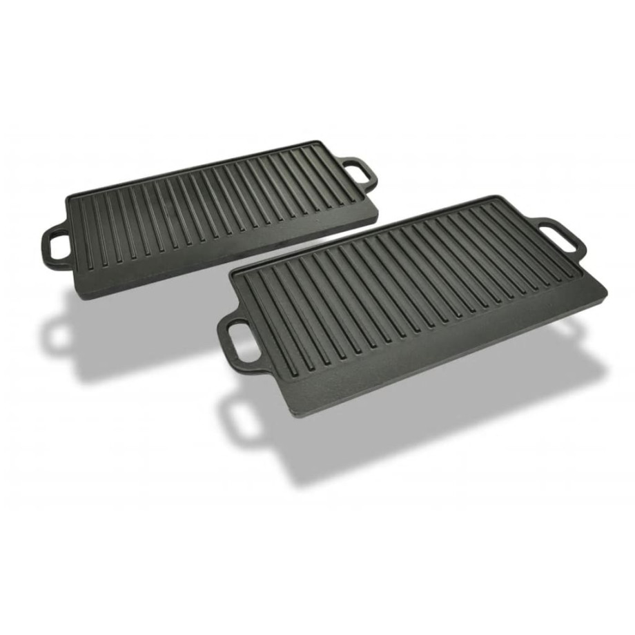 vidaXL Grillplaat gietijzer dubbelzijdig 38x23 cm 2 st afbeelding 1