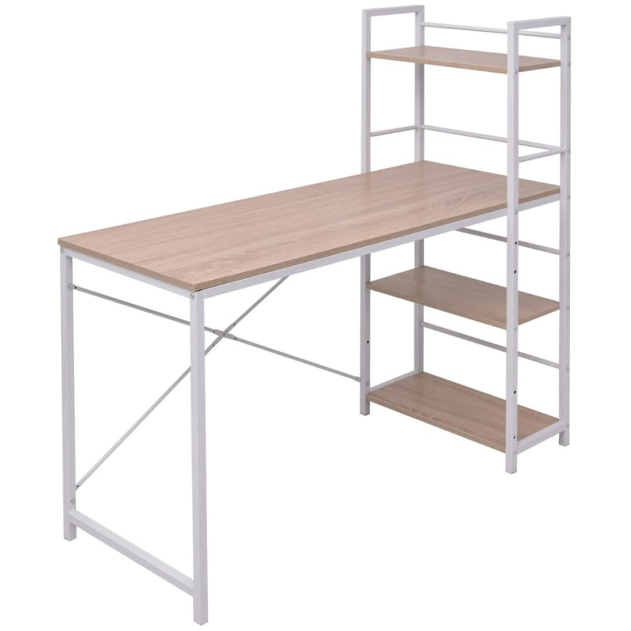 vidaXL Bureau met boekenkast 4-laags eikenkleurig vidaXL Bureau met boekenkast 4-laags eikenkleurig afbeelding 1