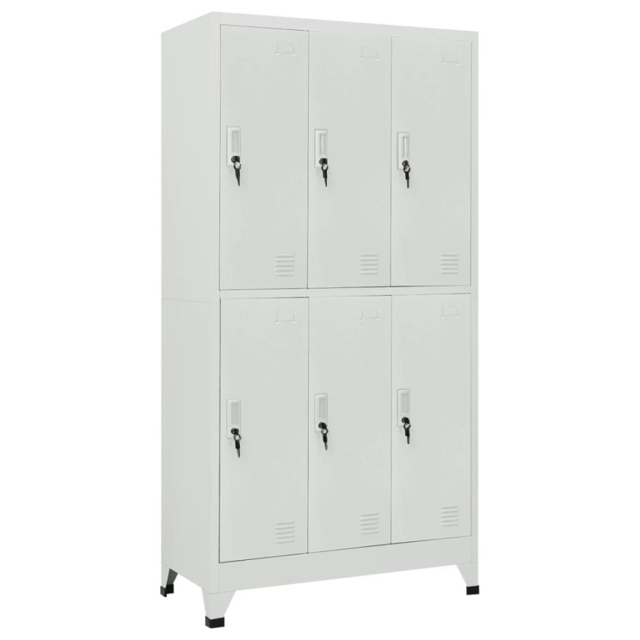 vidaXL Lockerkast met 6 vakken 90x45x180 cm staal grijs afbeelding 1