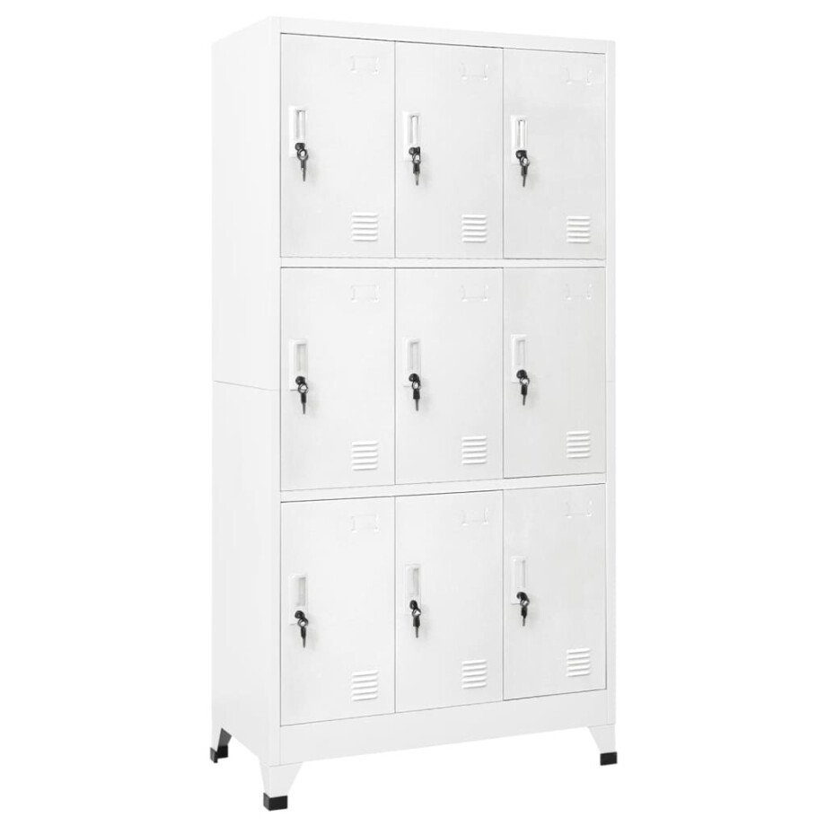 vidaXL Lockerkast met 9 vakken 90x45x180 cm staal grijs vidaXL Lockerkast met 9 vakken 90x45x180 cm staal grijs afbeelding 1
