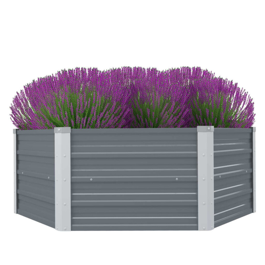 vidaXL Plantenbak verhoogd 129x129x46 cm gegalvaniseerd staal grijs afbeelding 1