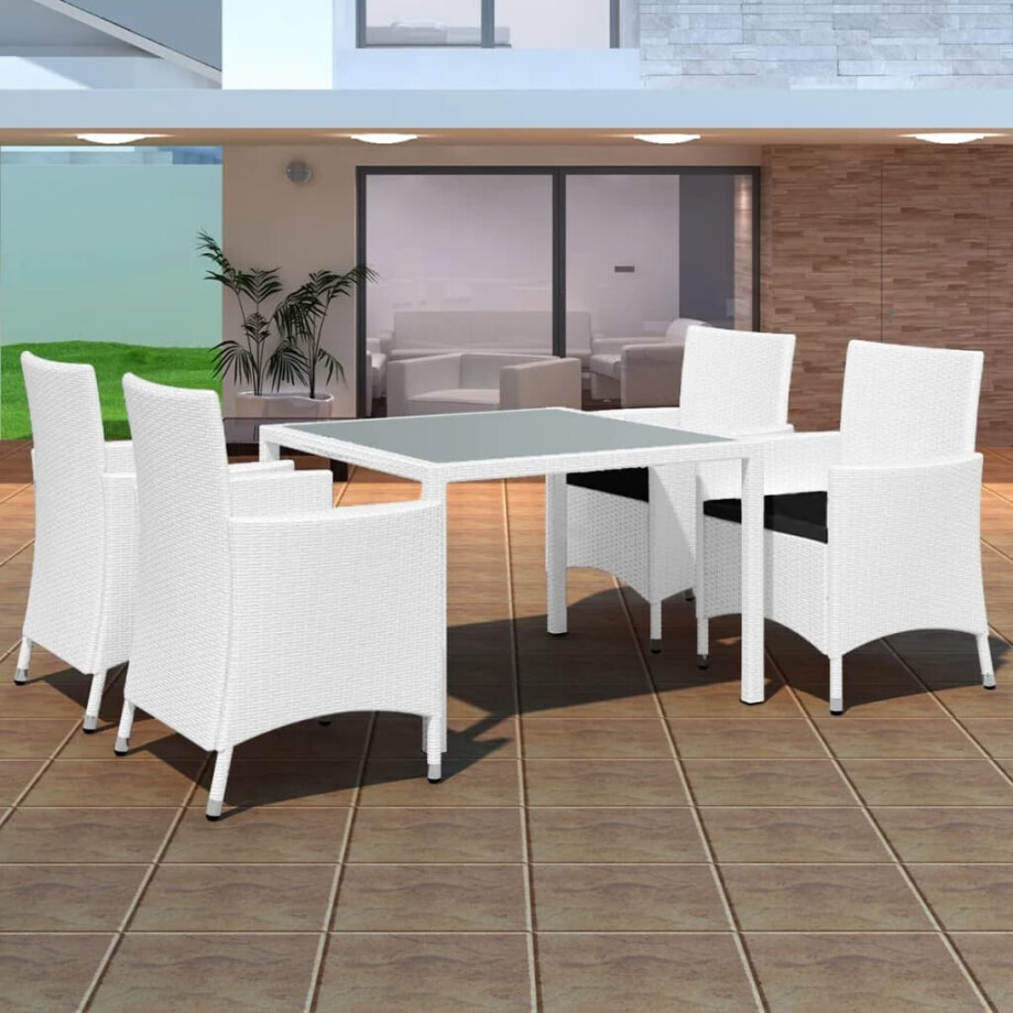 vidaXL 5-delige Tuinset poly rattan crèmewit vidaXL 5-delige Tuinset poly rattan crèmewit afbeelding 1