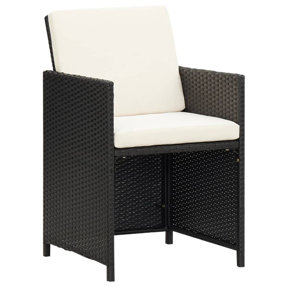 vidaXL Tuinstoelen 2 st met kussens poly rattan zwart afbeelding 1