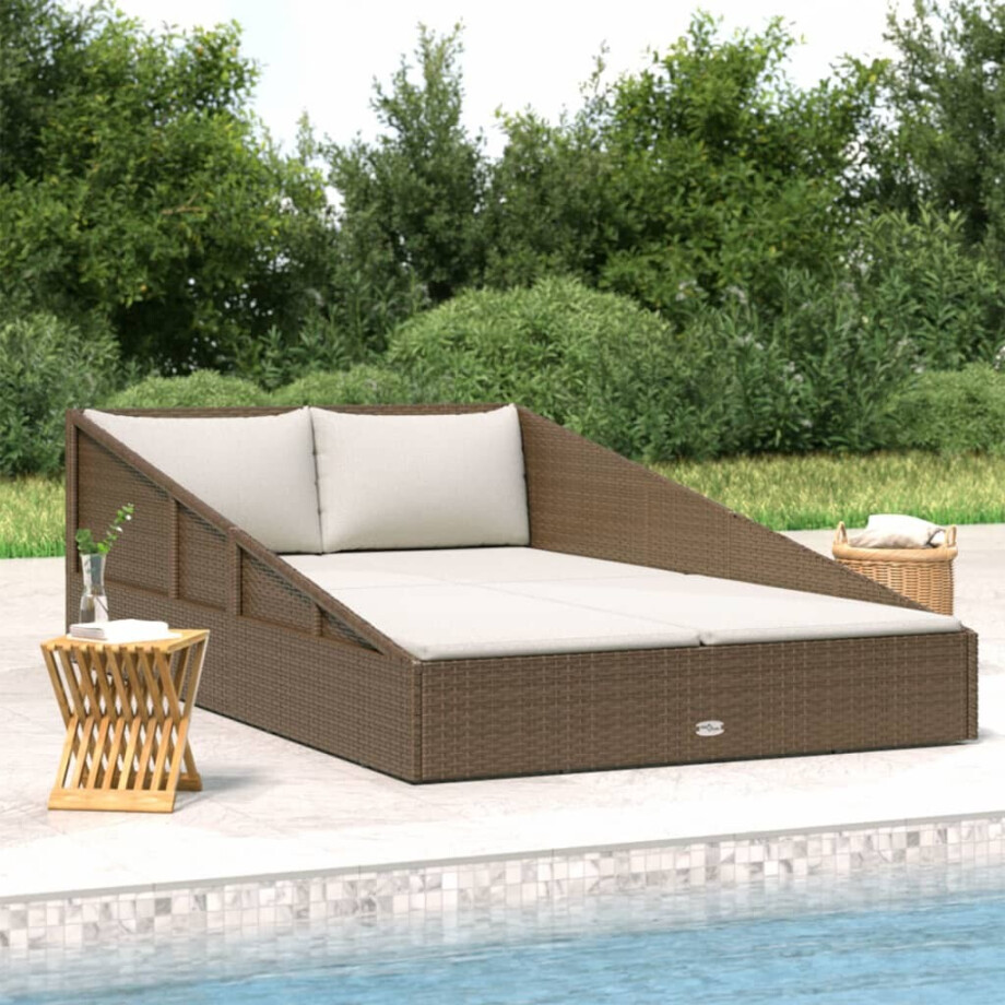 vidaXL Tuinbed 110x200 cm poly rattan bruin afbeelding 1
