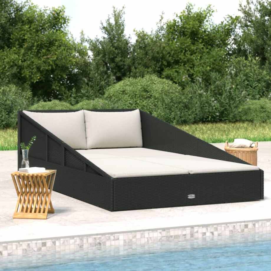vidaXL Tuinbed 110x200 cm poly rattan grijs vidaXL Tuinbed 110x200 cm poly rattan grijs afbeelding 1