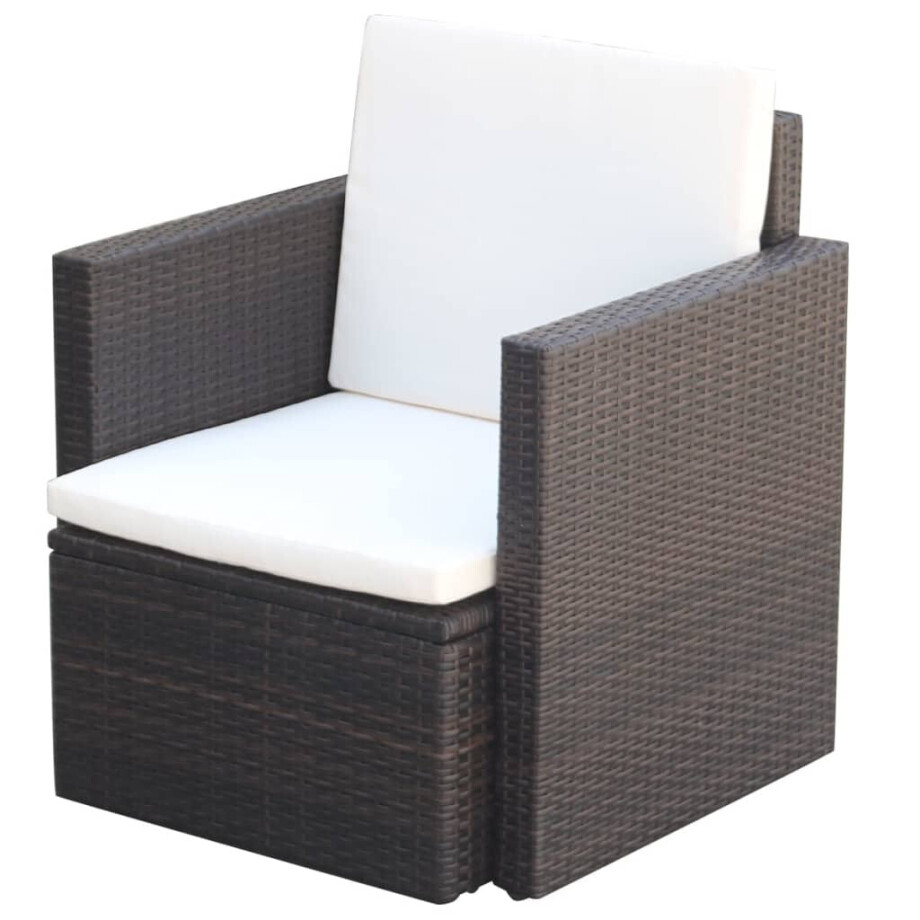 vidaXL Tuinstoel met kussens poly rattan bruin afbeelding 1