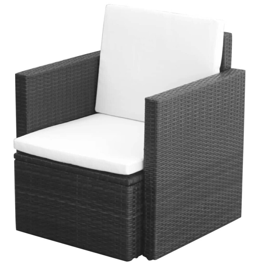 vidaXL Tuinstoel met kussens poly rattan zwart afbeelding 1