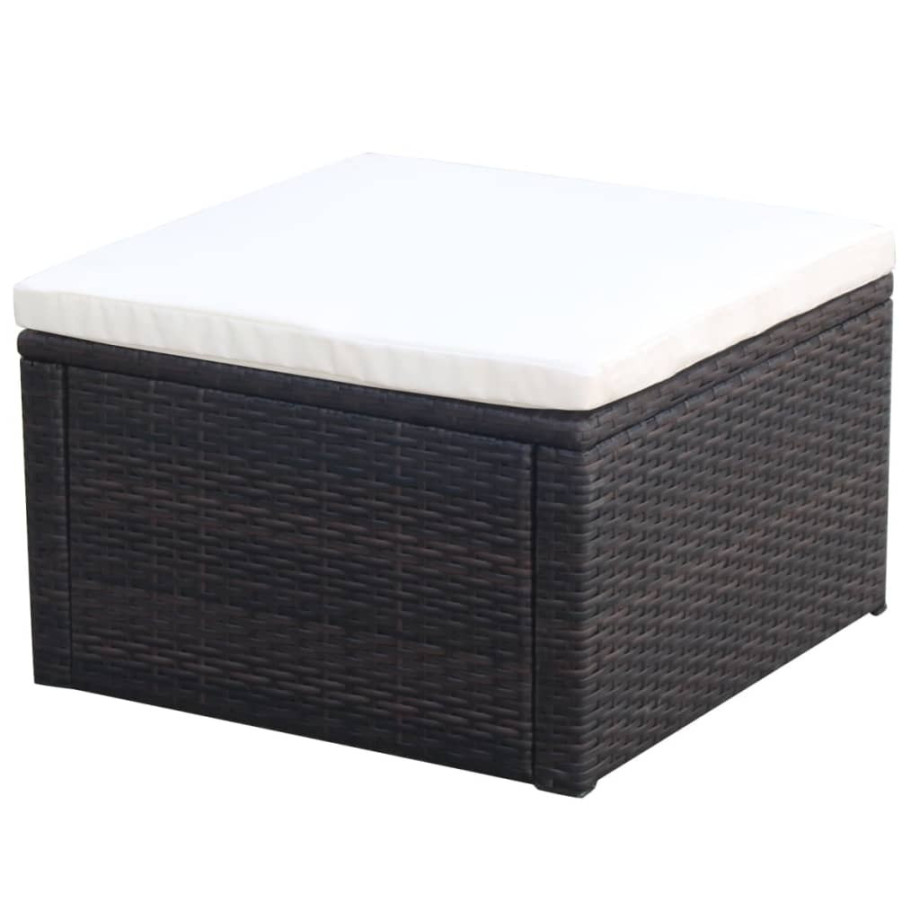 vidaXL Voetenbank/poef bruin 53x53x30 cm poly rattan afbeelding 1