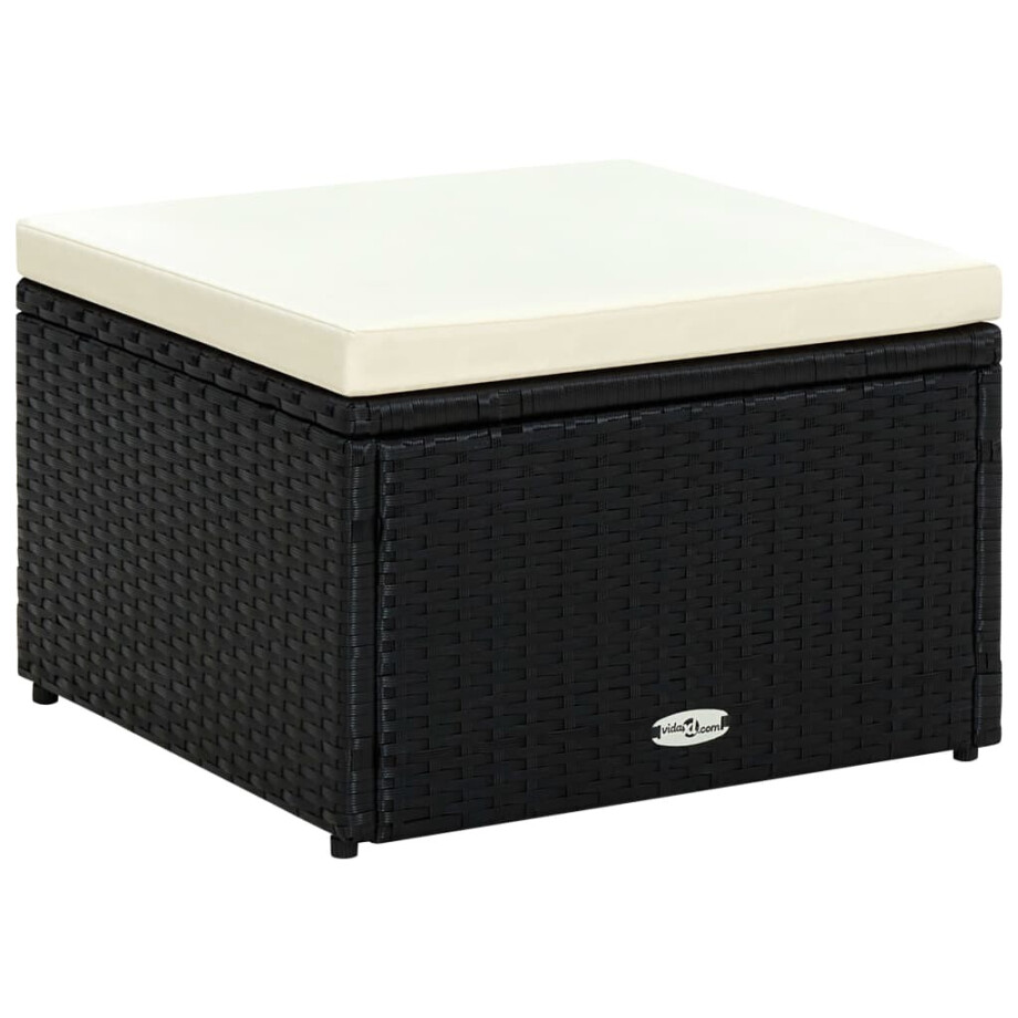 vidaXL Voetenbank/poef zwart 53x53x30 cm poly rattan afbeelding 1