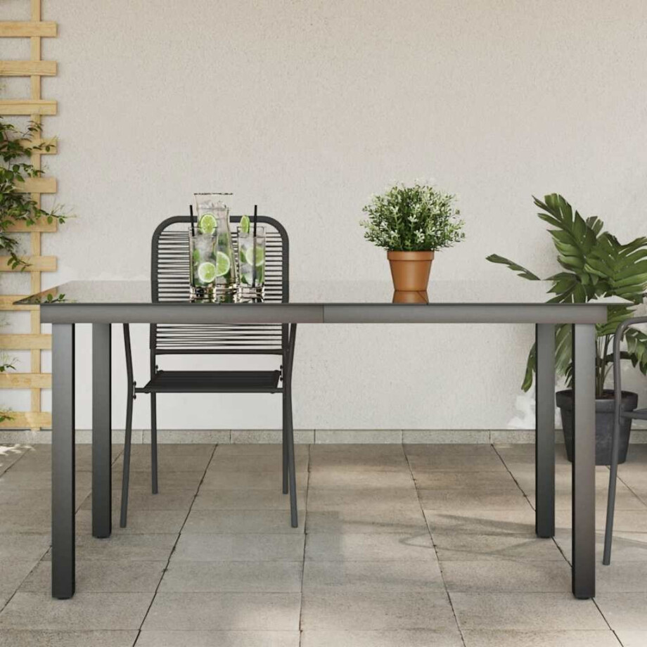 vidaXL Tuintafel 150x90x74 cm aluminium en glas zwart afbeelding 1