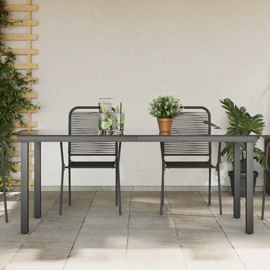vidaXL Tuintafel 190x90x74 cm aluminium en glas zwart afbeelding 1