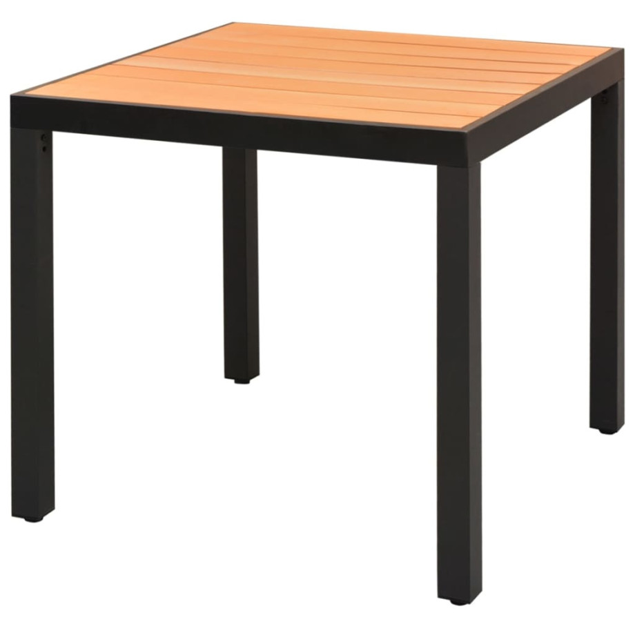 vidaXL Tuintafel 80x80x74 cm aluminium en HKC bruin afbeelding 1