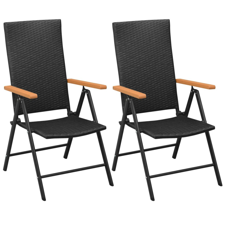 vidaXL Tuinstoelen stapelbaar 2 st poly rattan zwart afbeelding 1