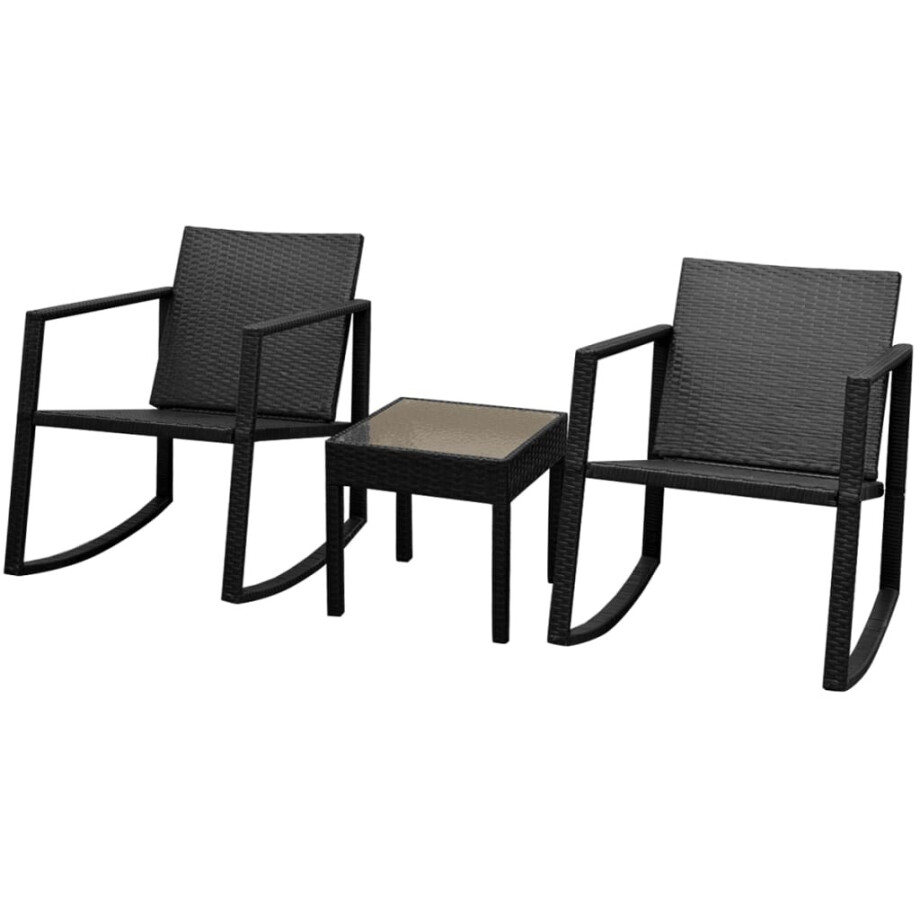 vidaXL 3-delige Bistroset poly rattan zwart afbeelding 1