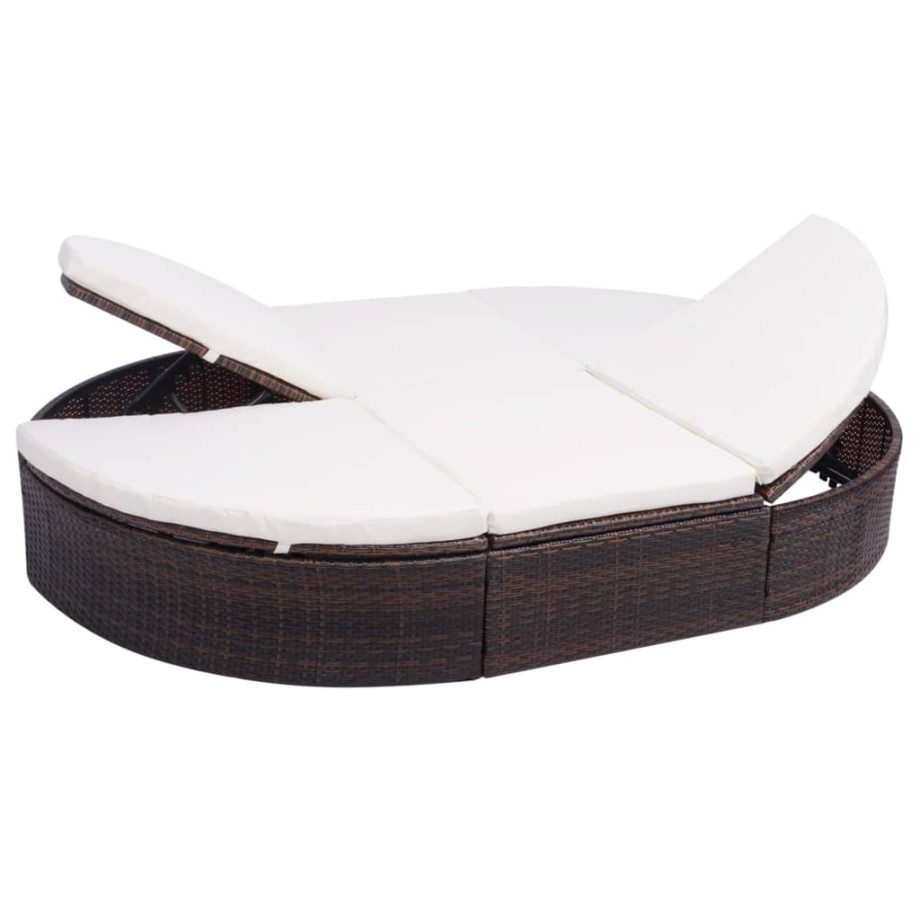 vidaXL Loungebed met kussen poly rattan bruin afbeelding 1