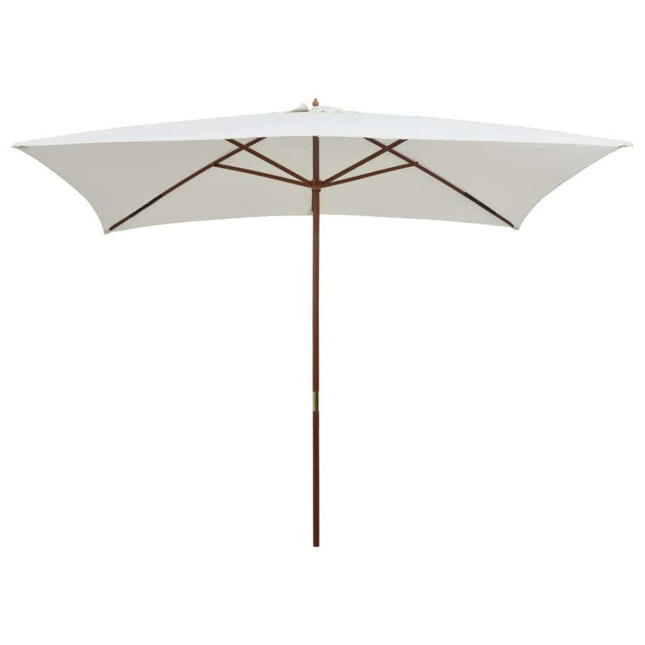 vidaXL Parasol met houten paal 200x300 cm crèmewit afbeelding 1