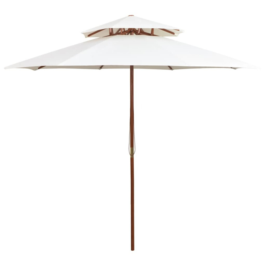 vidaXL Dubbeldekker parasol 270x270 cm houten paal crèmewit vidaXL Dubbeldekker parasol 270x270 cm houten paal crèmewit afbeelding 1