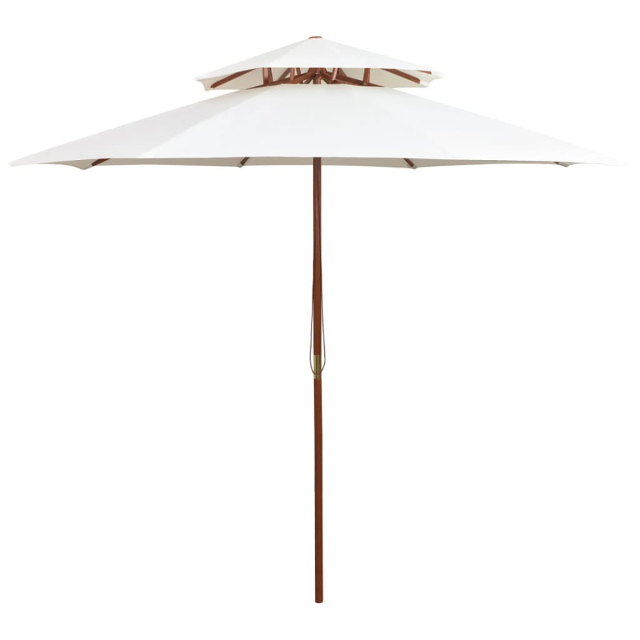 vidaXL Dubbeldekker parasol 270x270 cm houten paal crèmewit afbeelding 1