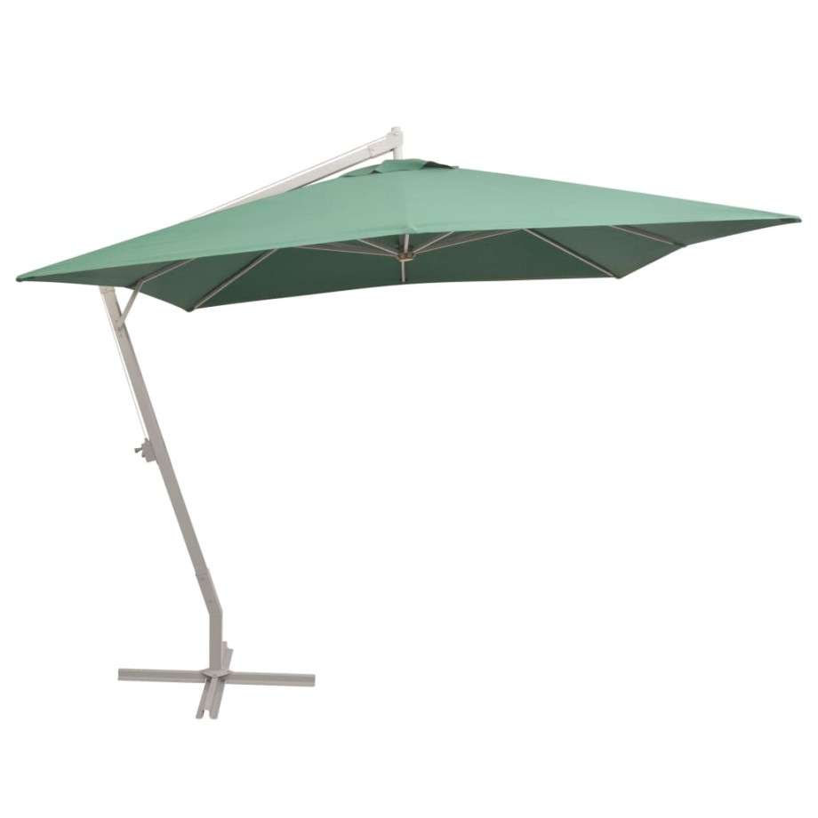 vidaXL Zweefparasol met aluminium paal 300x300 cm groen afbeelding 1