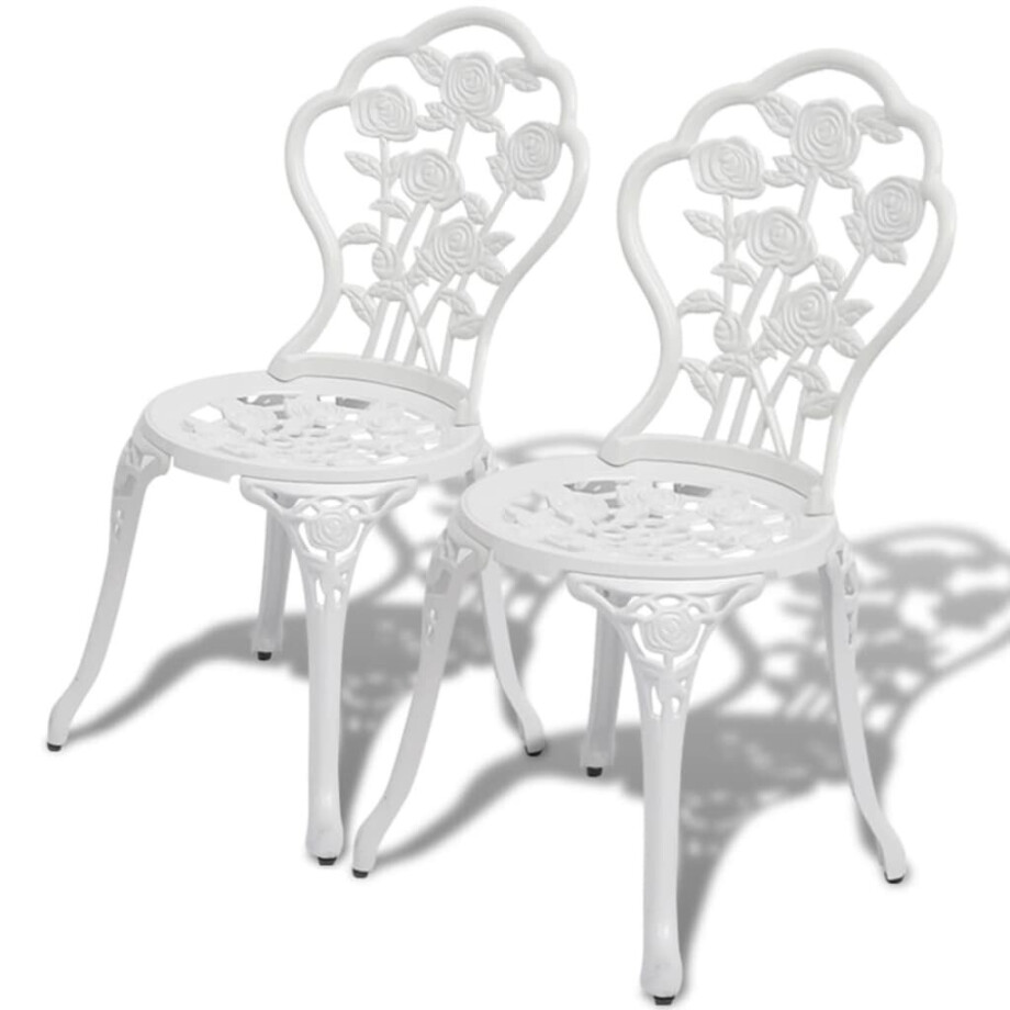 vidaXL Bistrostoelen 2 st gietaluminium wit vidaXL Bistrostoelen 2 st gietaluminium wit afbeelding 1