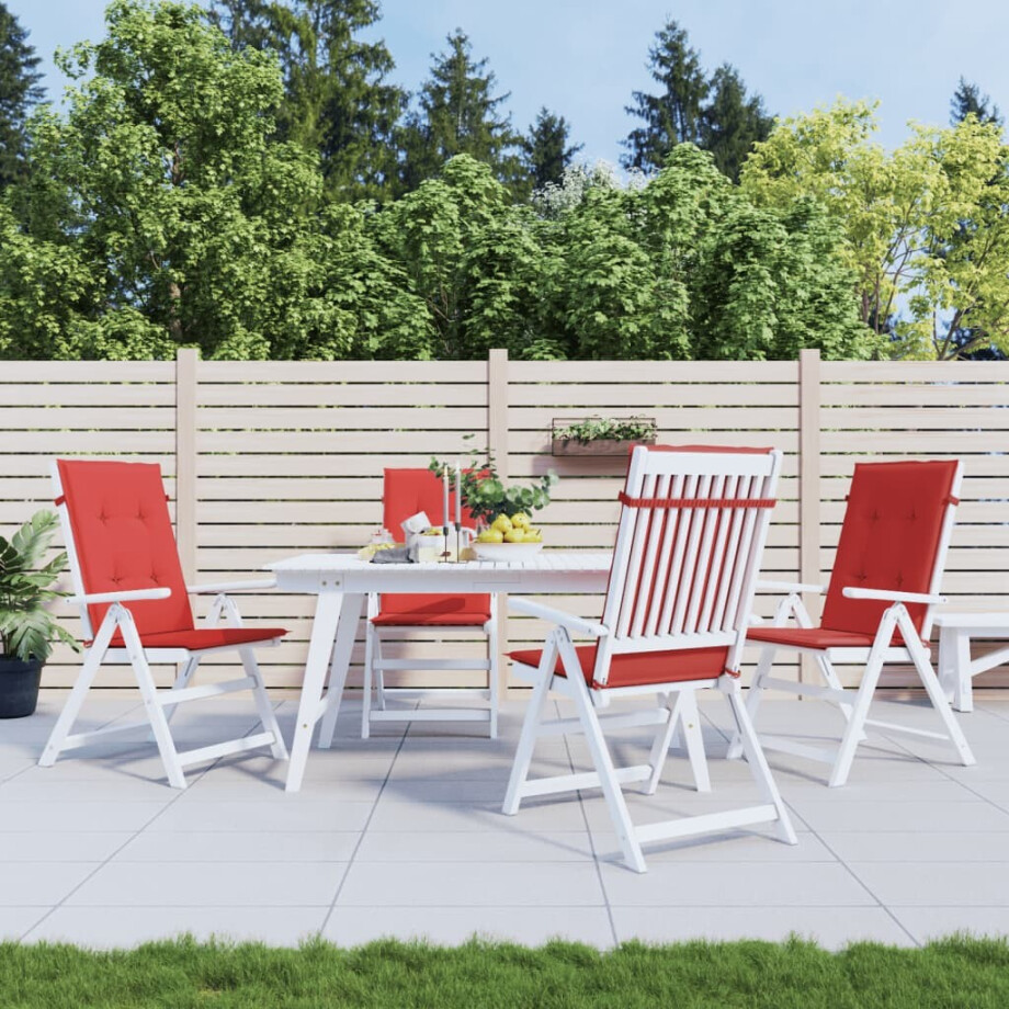 vidaXL Tuinstoelkussens 4 st hoge rug 120x50x3 cm stof rood vidaXL Tuinstoelkussens 4 st hoge rug 120x50x3 cm stof rood afbeelding 1