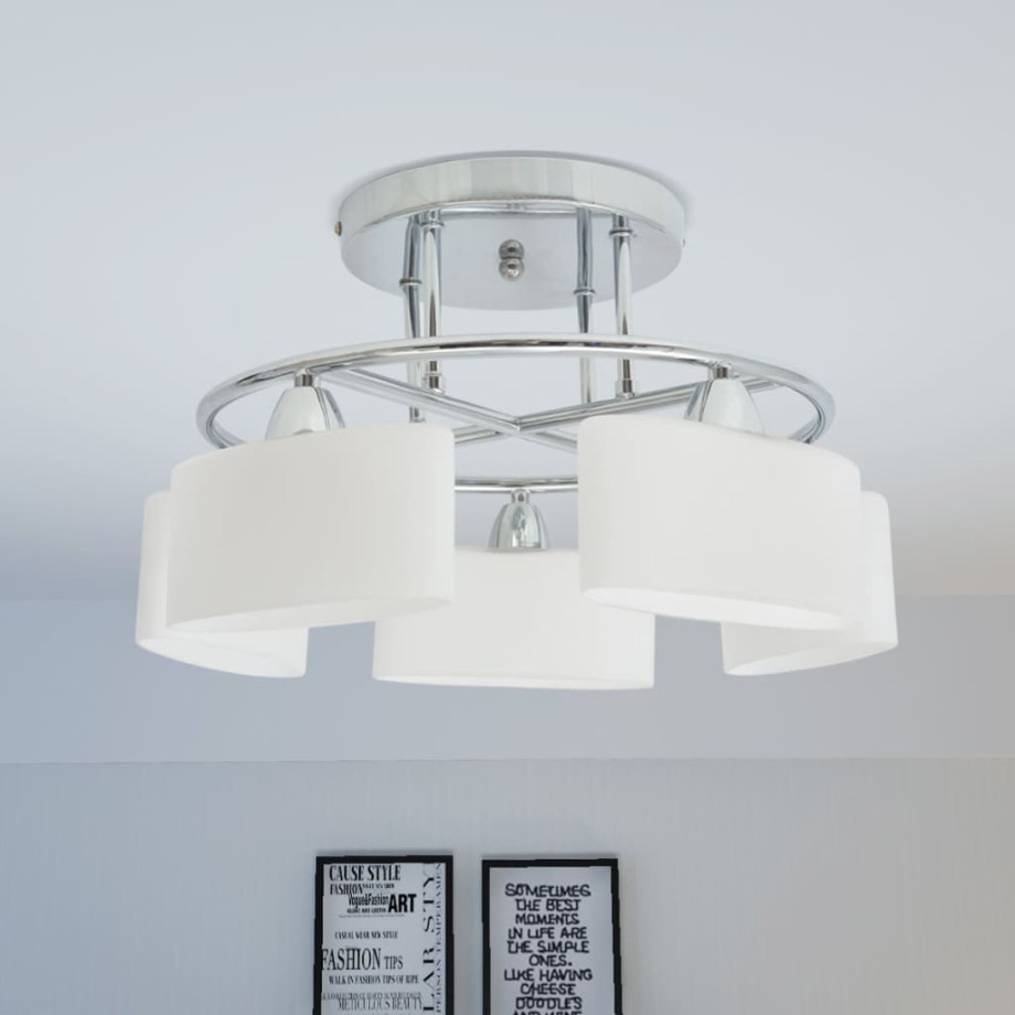 vidaXL Plafondlamp met ellipsvormige glazen kappen 5xE14 200W afbeelding 1