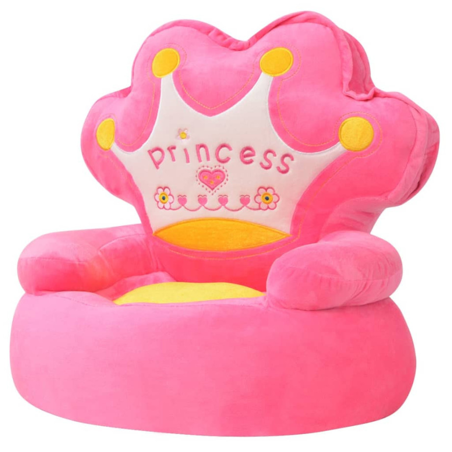 vidaXL Kinderstoel prinses pluche roze afbeelding 1