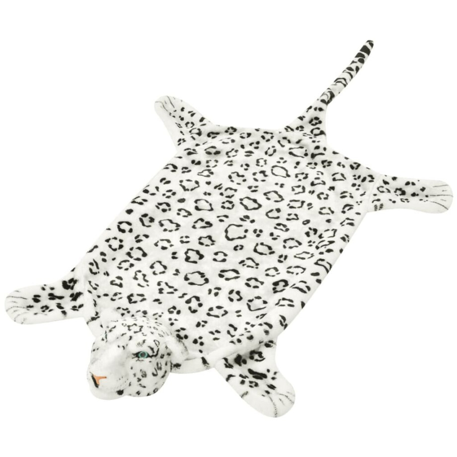 vidaXL Luipaardvloerkleed pluche 139 cm wit afbeelding 1
