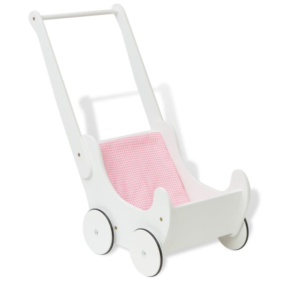 vidaXL Poppenwagen wit 53x25,7x50 cm hout afbeelding 